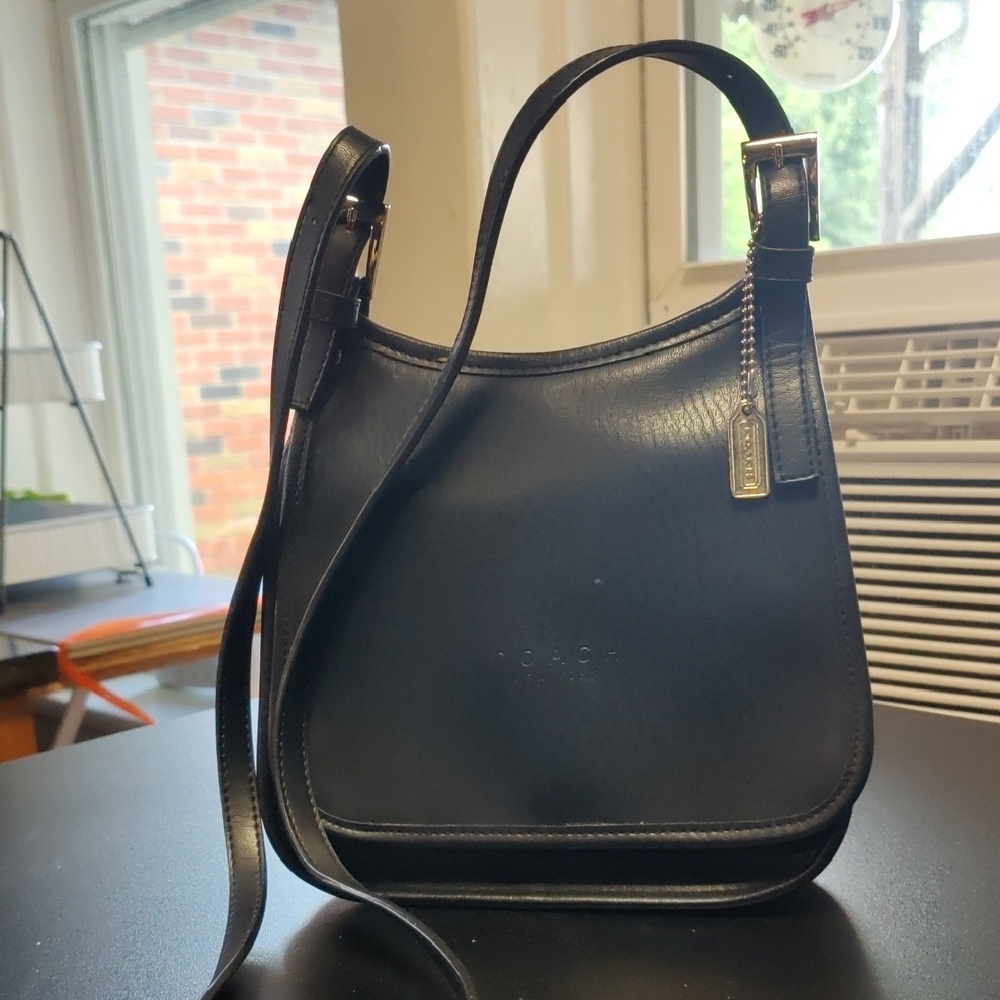 Coach Black Leather Shoulder Bag with Crescent Silhouette